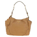 PRADA Shoulder Bag Leather Beige Gold Auth 183307SAV-13