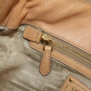 PRADA Shoulder Bag Leather Beige Gold Auth 183307SAV-22