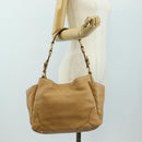 PRADA Shoulder Bag Leather Beige Gold Auth 183307SAV-24