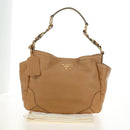 PRADA Shoulder Bag Leather Beige Gold Auth 183307SAV-12