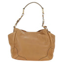 PRADA Shoulder Bag Leather Beige Gold Auth 183307SAV-2