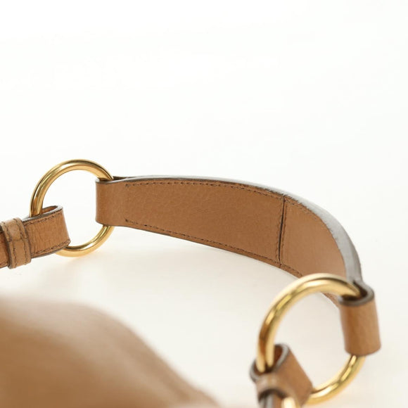 PRADA Shoulder Bag Leather Beige Gold Auth 183307SAV