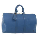 LOUIS VUITTON Epi Keepall 45 Boston Bag Blue M42975 LV Auth 183312-1