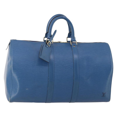 LOUIS VUITTON Epi Keepall 45 Boston Bag Blue M42975 LV Auth 183312