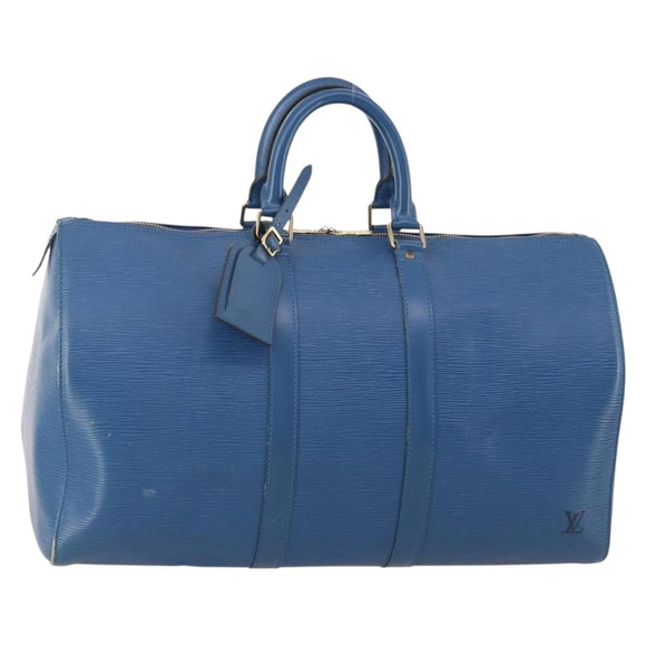 LOUIS VUITTON Epi Keepall 45 Boston Bag Blue M42975 LV Auth 183312