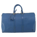 LOUIS VUITTON Epi Keepall 45 Boston Bag Blue M42975 LV Auth 183312-13