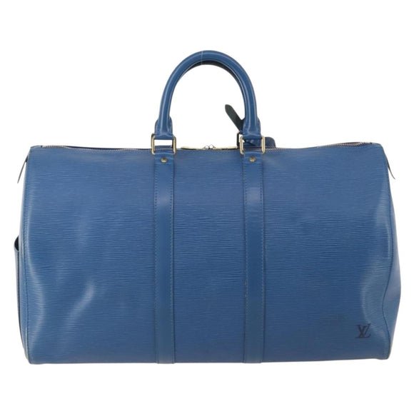 LOUIS VUITTON Epi Keepall 45 Boston Bag Blue M42975 LV Auth 183312