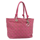 Christian Dior Canage Tote Bag Coated Canvas Pink Silver Auth 183316A-1