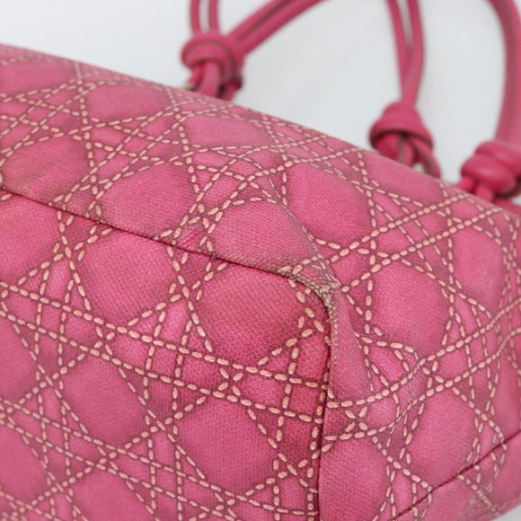 Christian Dior Canage Tote Bag Coated Canvas Pink Silver Auth 183316A