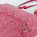 Christian Dior Canage Tote Bag Coated Canvas Pink Silver Auth 183316A-15