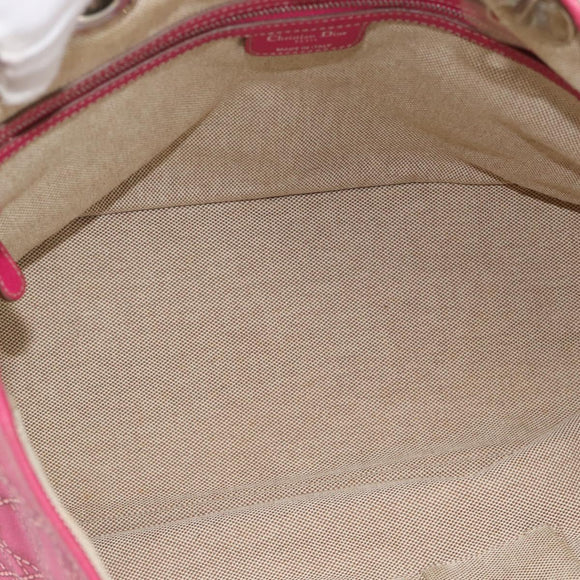 Christian Dior Canage Tote Bag Coated Canvas Pink Silver Auth 183316A