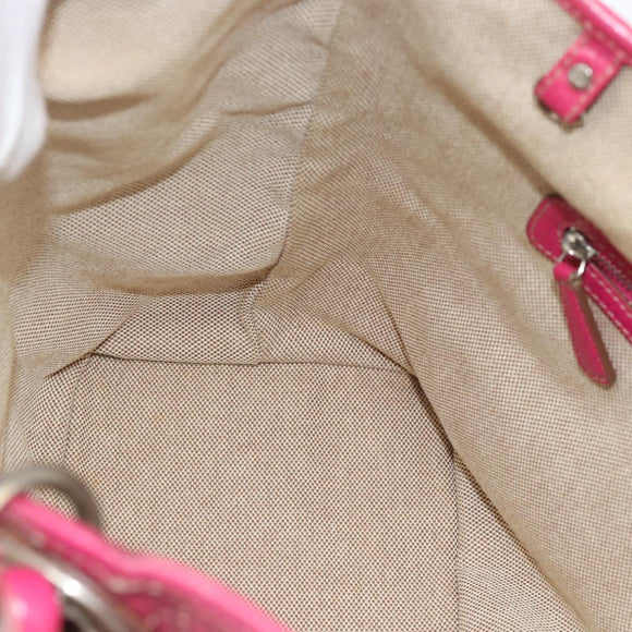 Christian Dior Canage Tote Bag Coated Canvas Pink Silver Auth 183316A