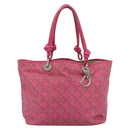 Christian Dior Canage Tote Bag Coated Canvas Pink Silver Auth 183316A-13