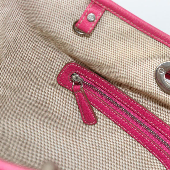 Christian Dior Canage Tote Bag Coated Canvas Pink Silver Auth 183316A