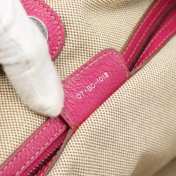 Christian Dior Canage Tote Bag Coated Canvas Pink Silver Auth 183316A