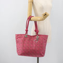 Christian Dior Canage Tote Bag Coated Canvas Pink Silver Auth 183316A-23