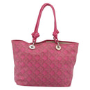 Christian Dior Canage Tote Bag Coated Canvas Pink Silver Auth 183316A-2