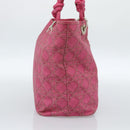 Christian Dior Canage Tote Bag Coated Canvas Pink Silver Auth 183316A-3