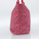 Christian Dior Canage Tote Bag Coated Canvas Pink Silver Auth 183316A-4