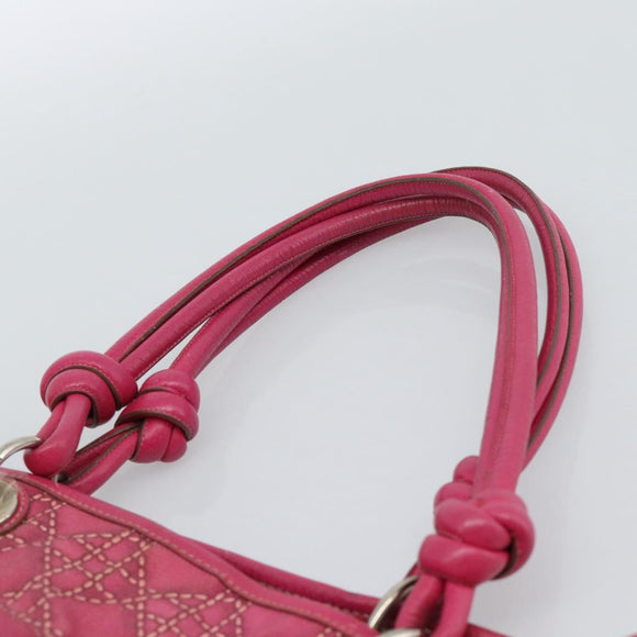 Christian Dior Canage Tote Bag Coated Canvas Pink Silver Auth 183316A