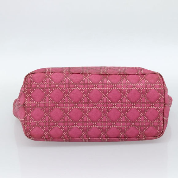 Christian Dior Canage Tote Bag Coated Canvas Pink Silver Auth 183316A