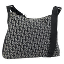 Christian Dior Trotter Canvas Schultertasche Schwarz Silber Auth 183317A-1