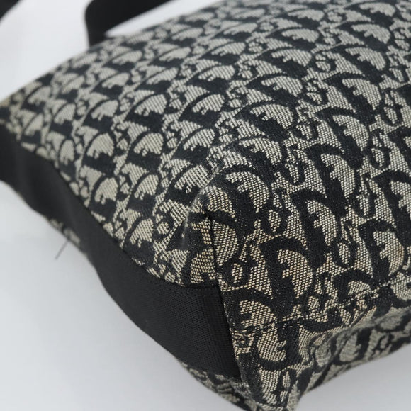 Christian Dior Trotter Canvas Schultertasche Schwarz Silber Auth 183317A