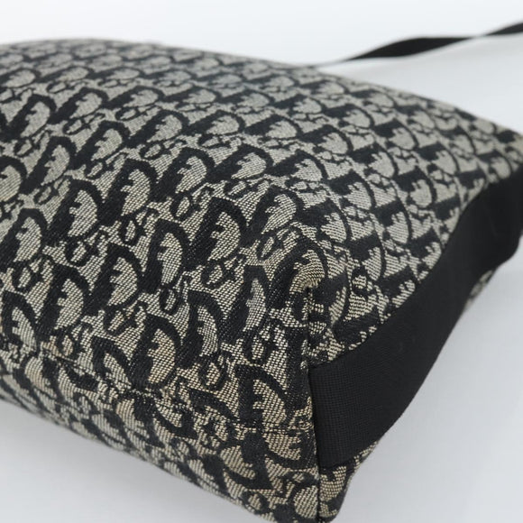 Christian Dior Trotter Canvas Schultertasche Schwarz Silber Auth 183317A