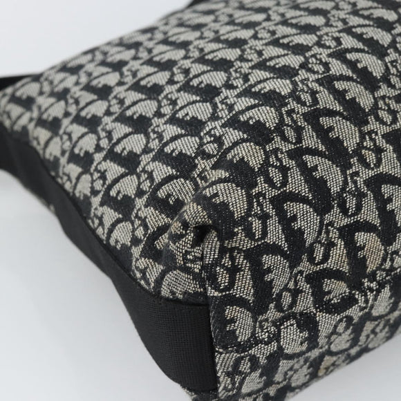Christian Dior Trotter Canvas Schultertasche Schwarz Silber Auth 183317A