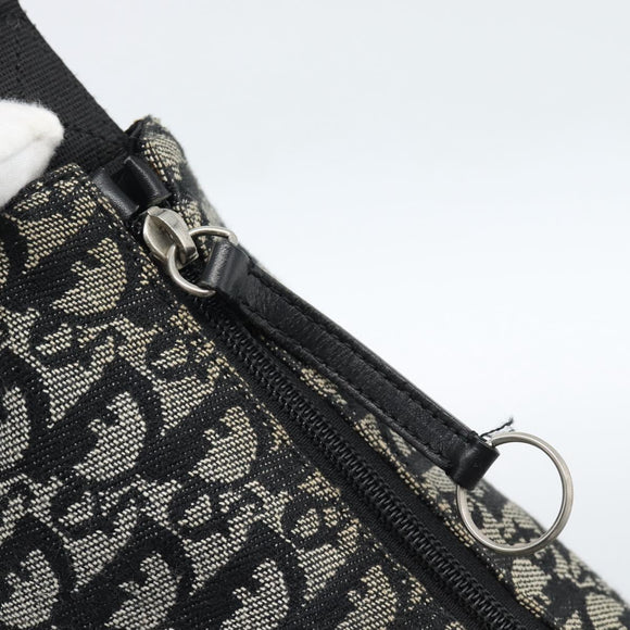 Christian Dior Trotter Canvas Schultertasche Schwarz Silber Auth 183317A