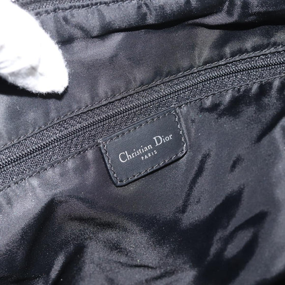 Christian Dior Trotter Canvas Schultertasche Schwarz Silber Auth 183317A