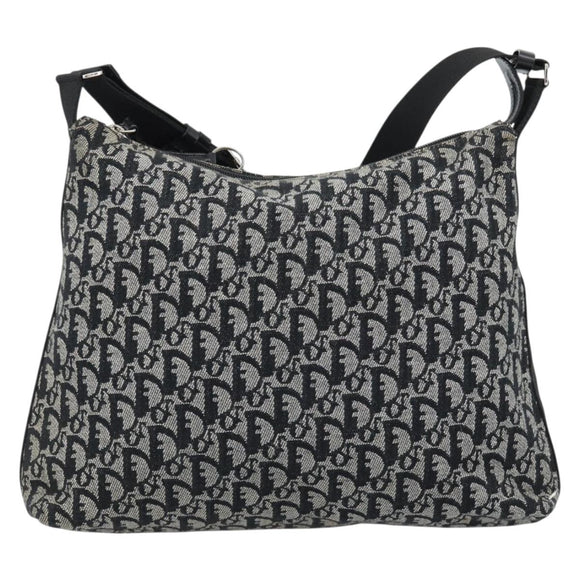 Christian Dior Trotter Canvas Schultertasche Schwarz Silber Auth 183317A