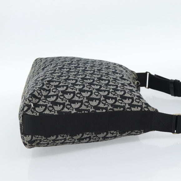 Christian Dior Trotter Canvas Schultertasche Schwarz Silber Auth 183317A