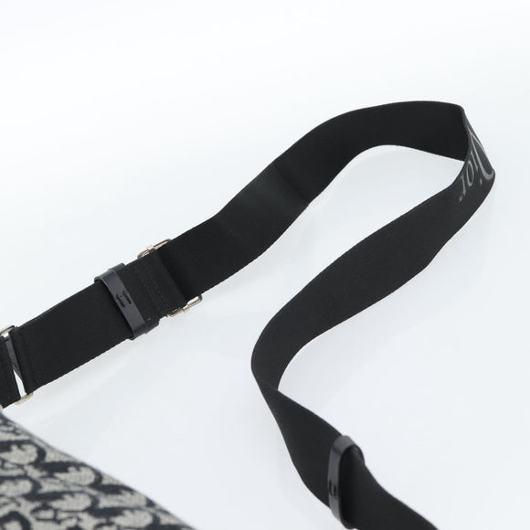 Christian Dior Trotter Canvas Schultertasche Schwarz Silber Auth 183317A