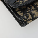 Christian Dior Trotter Canvas Chain Shoulder Bag Navy Gold Auth 183318A-14