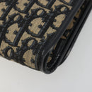 Christian Dior Trotter Canvas Chain Shoulder Bag Navy Gold Auth 183318A-15
