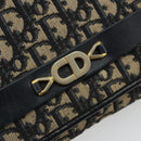 Christian Dior Trotter Canvas Chain Shoulder Bag Navy Gold Auth 183318A-17