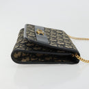 Christian Dior Trotter Canvas Chain Shoulder Bag Navy Gold Auth 183318A-3
