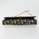 Christian Dior Trotter Canvas Chain Shoulder Bag Navy Gold Auth 183318A-5