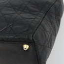 Christian Dior Canage Lady Dior Hand Bag Lamb Skin Black Gold Auth 183319-14