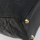 Christian Dior Canage Lady Dior Hand Bag Lamb Skin Black Gold Auth 183319-15