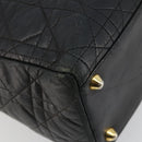 Christian Dior Canage Lady Dior Hand Bag Lamb Skin Black Gold Auth 183319-10