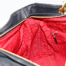 Christian Dior Canage Lady Dior Hand Bag Lamb Skin Black Gold Auth 183319-21
