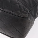 CHANEL Matelasse Hand Bag Lamb Skin Black Gold CC Auth 183326A-14