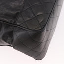 CHANEL Matelasse Hand Bag Lamb Skin Black Gold CC Auth 183326A-15