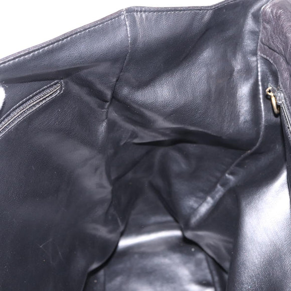 CHANEL Matelasse Hand Bag Lamb Skin Black Gold CC Auth 183326A