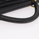 CHANEL Matelasse Hand Bag Lamb Skin Black Gold CC Auth 183326A-7