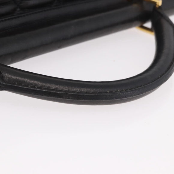 CHANEL Matelasse Hand Bag Lamb Skin Black Gold CC Auth 183326A