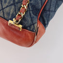 CHANEL Matelasse Chain Backpack Denim Blue Gold CC Auth 183327-15