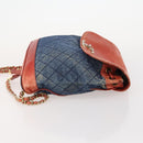 CHANEL Matelasse Chain Backpack Denim Blue Gold CC Auth 183327-3